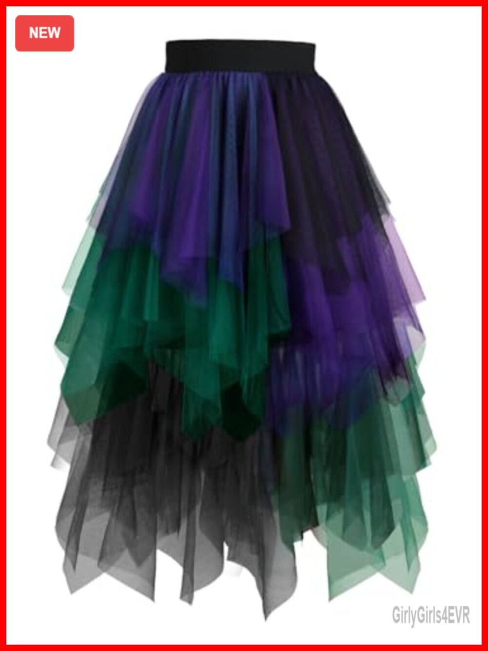 Tulle Skirt Layered Midi A-Line Elastic High Waist Tulle Skirt